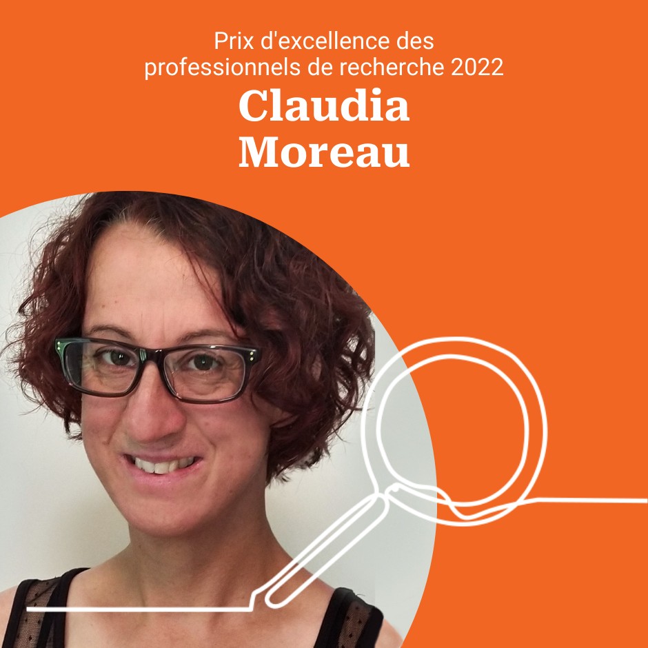 Claudia Moreau, Prix d'excellence des professionnels de recherche 2022.