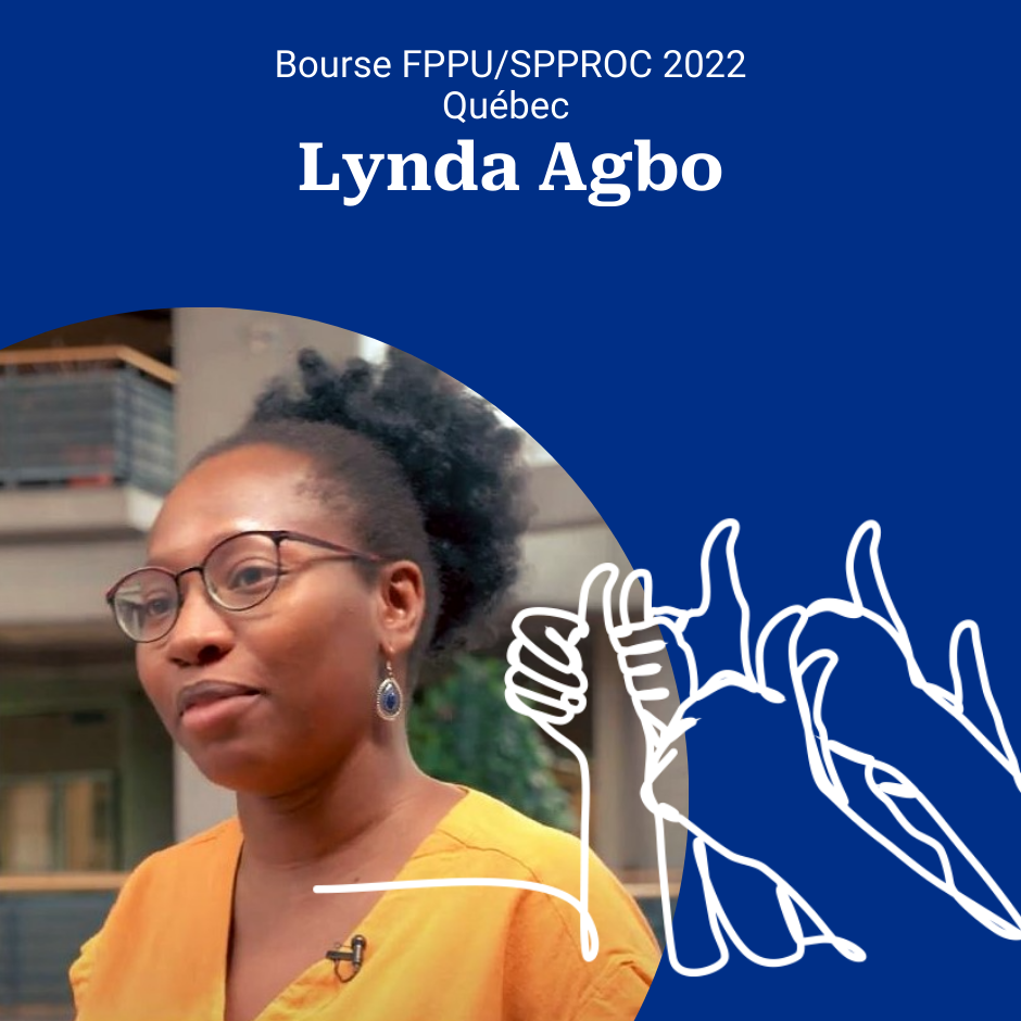 Lynda Agbo, lauréate d'une bourse FPPU/SPPROC 2022