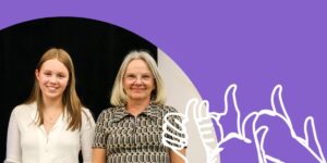 Pascale Houde, boursière FPPU/SPP-UQAC en 2024, avec Manon Bouchard, présidente du syndicat saguenéen.