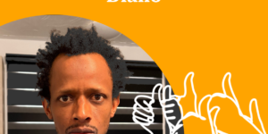 Ousmane Tafsir Diallo, boursier FPPU/SPPUQAT 2026. Sa photo sur fond orangé s’accompagne d’un dessin montrant des pouces levés.
